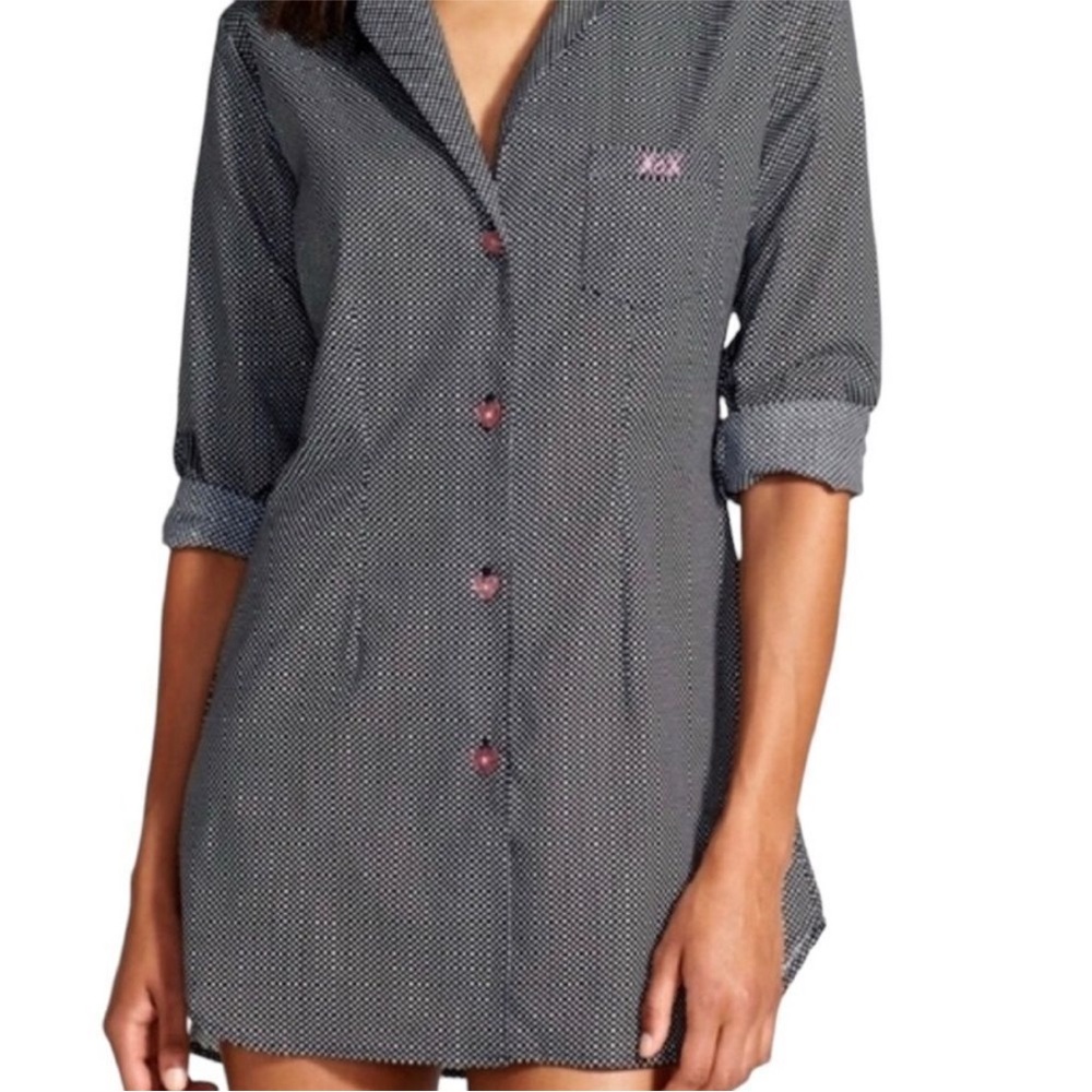 Betsey Johnson Three Quarter Sleeve Black / White Polka Dot Pajama Sleep Shirt